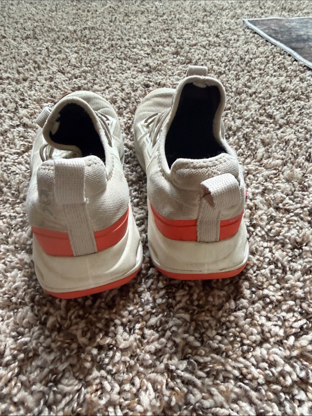 Boys On Running Beige and knit Sneakers with Coral Toe Accents - Picture 4 of 5